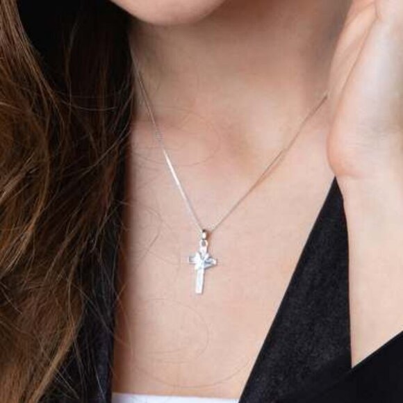 Marina Sterling Silver Cross With Dove, plus 18" Sterling Chain - Israel - Picture 5 of 9